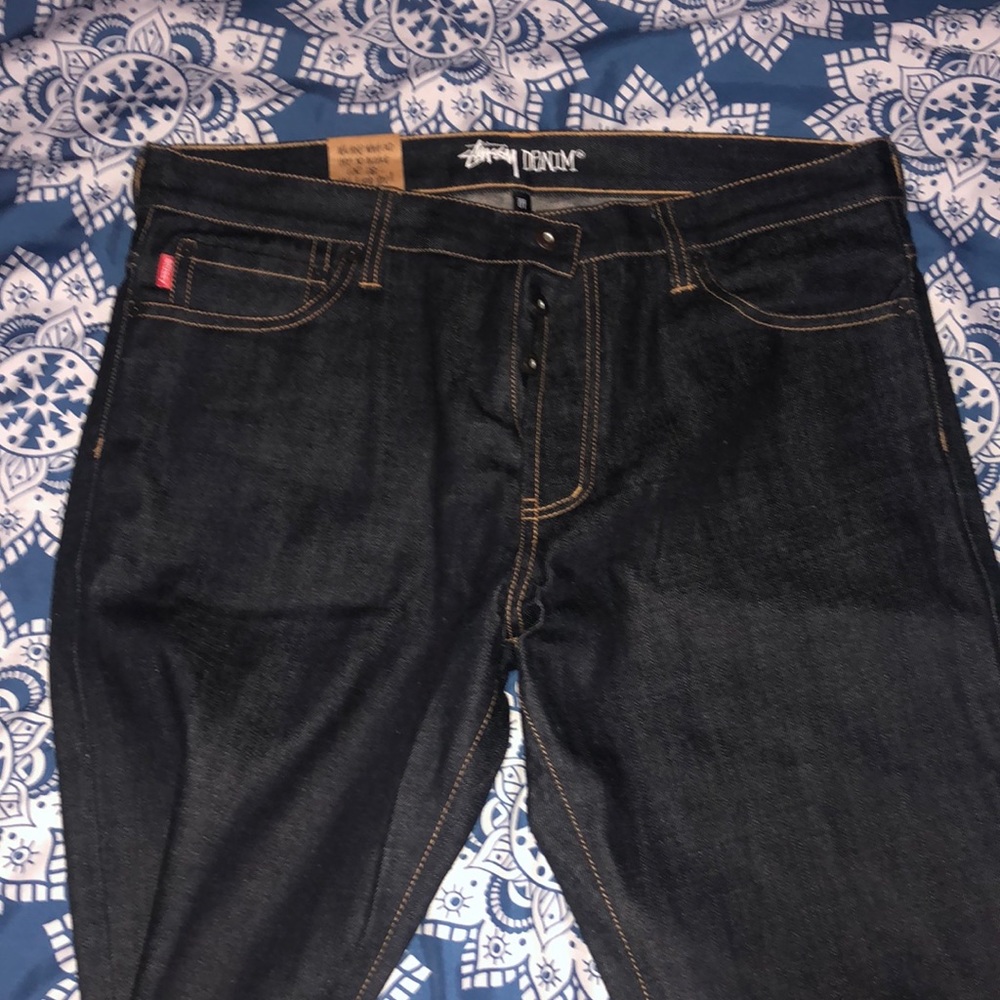 Stussy black denim slim fit size 34